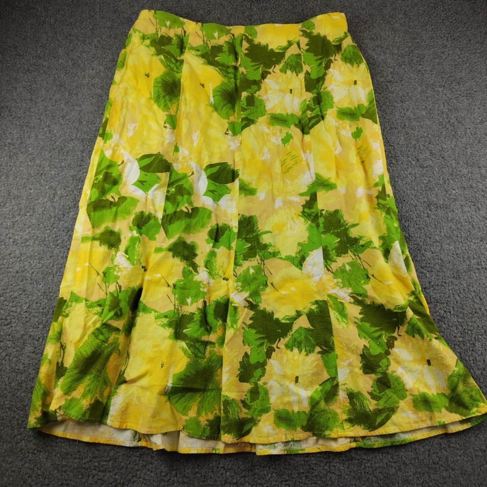 Cato Woman Yellow Green Floral Linen Blend Midi Skirt Plus Size 18/20W